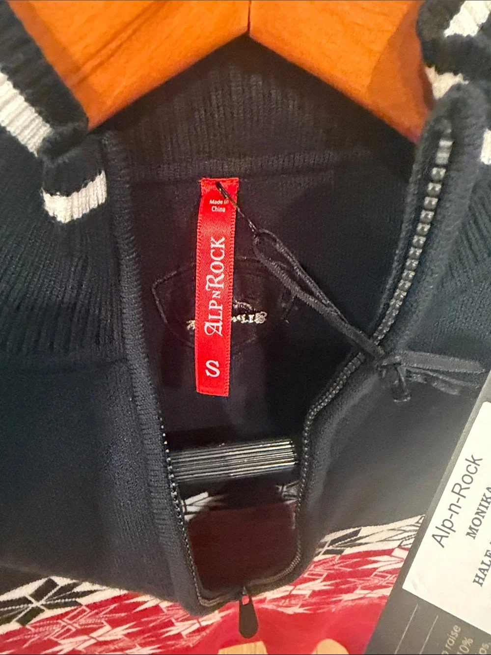 Alp N Rock Red, Black & White Nordic Half-Zip Crew Sweater - Picture 3 of 5